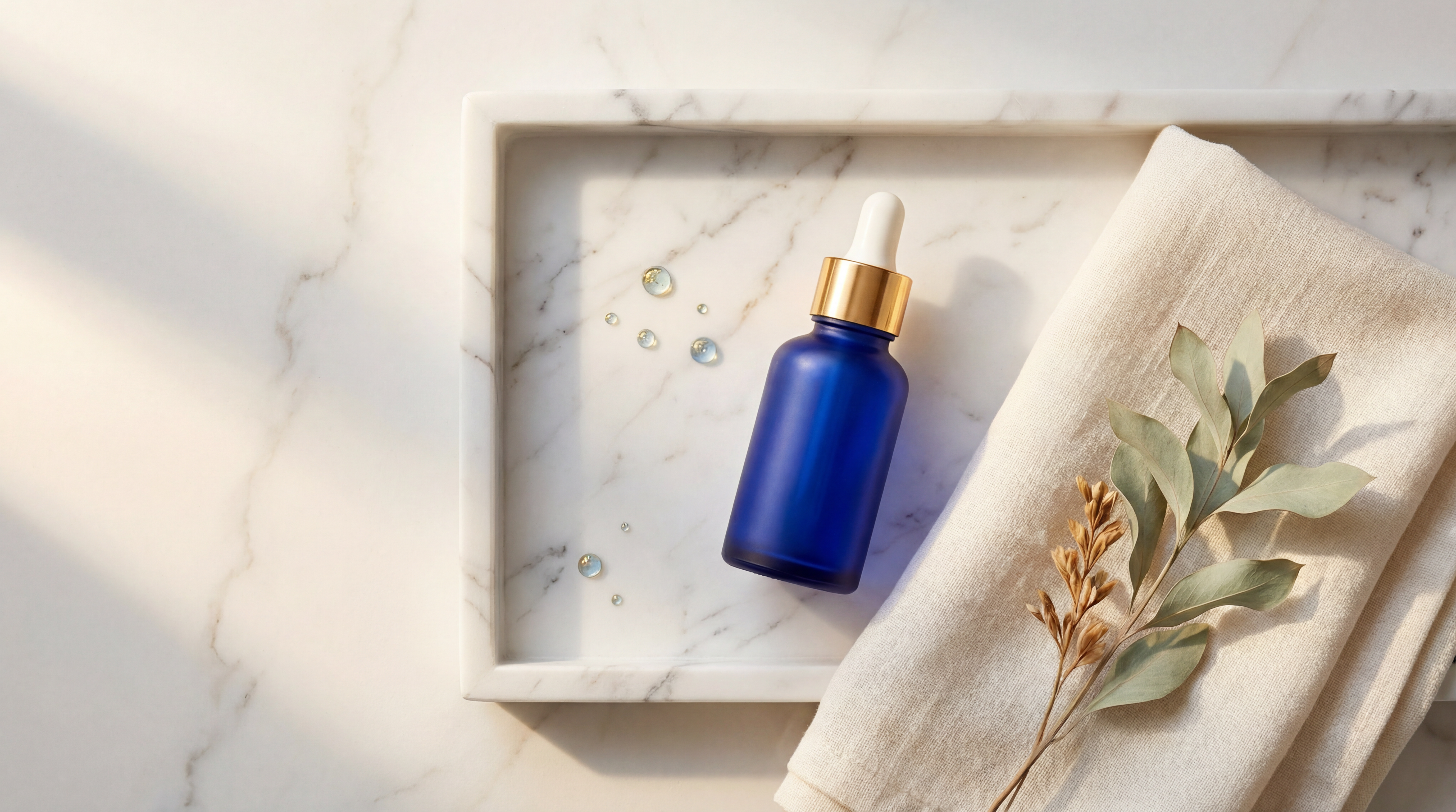 Luxury skincare ritual flat lay